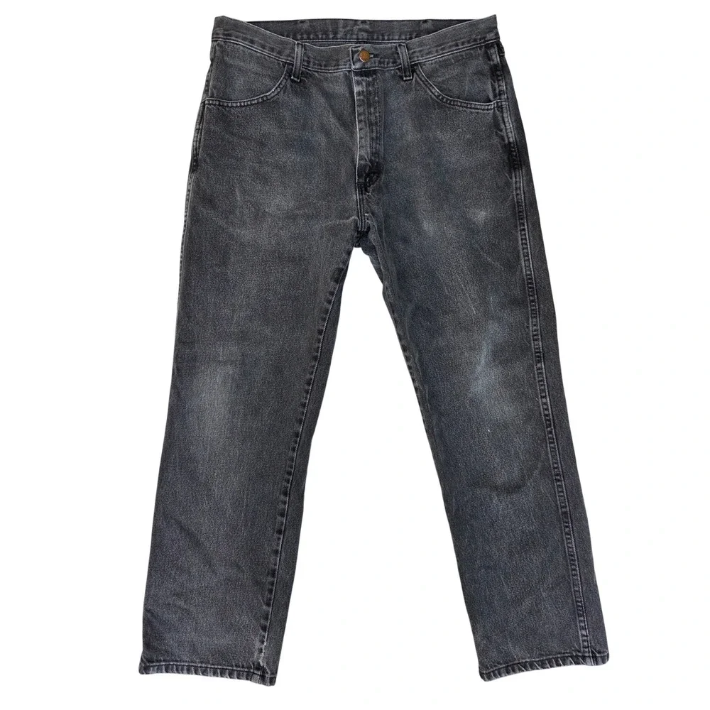 Rustler Mens Straight Leg Faded Black Denim Jeans 36x29 87619CB Cotton Workwear